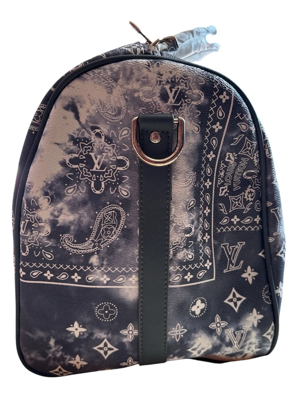 FINAL SALE $190 Fashion Blue and White Monogram Bandana Keepall Duffel Bag